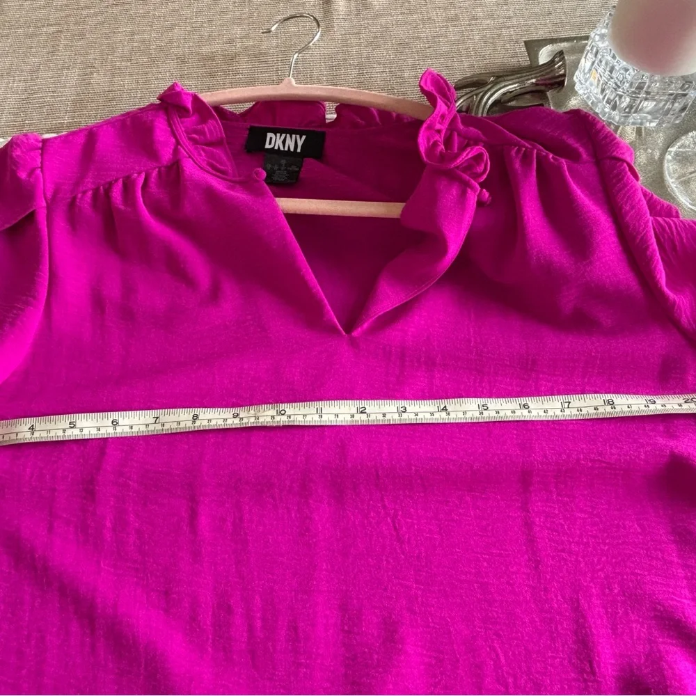 DKNY Magenta Dress Feminine, flounce sleeve - Picture 3 of 8